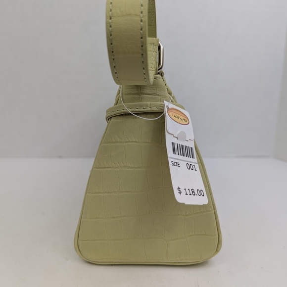 NWT Talbots Purse Crocodile Embossed Lime Green Leather Top Handle Handbag Y2K - Picture 3 of 15